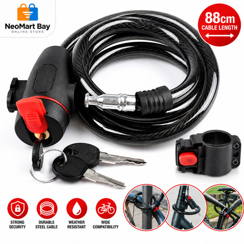 Bike cable lock 88cm - 88cm, bicycle